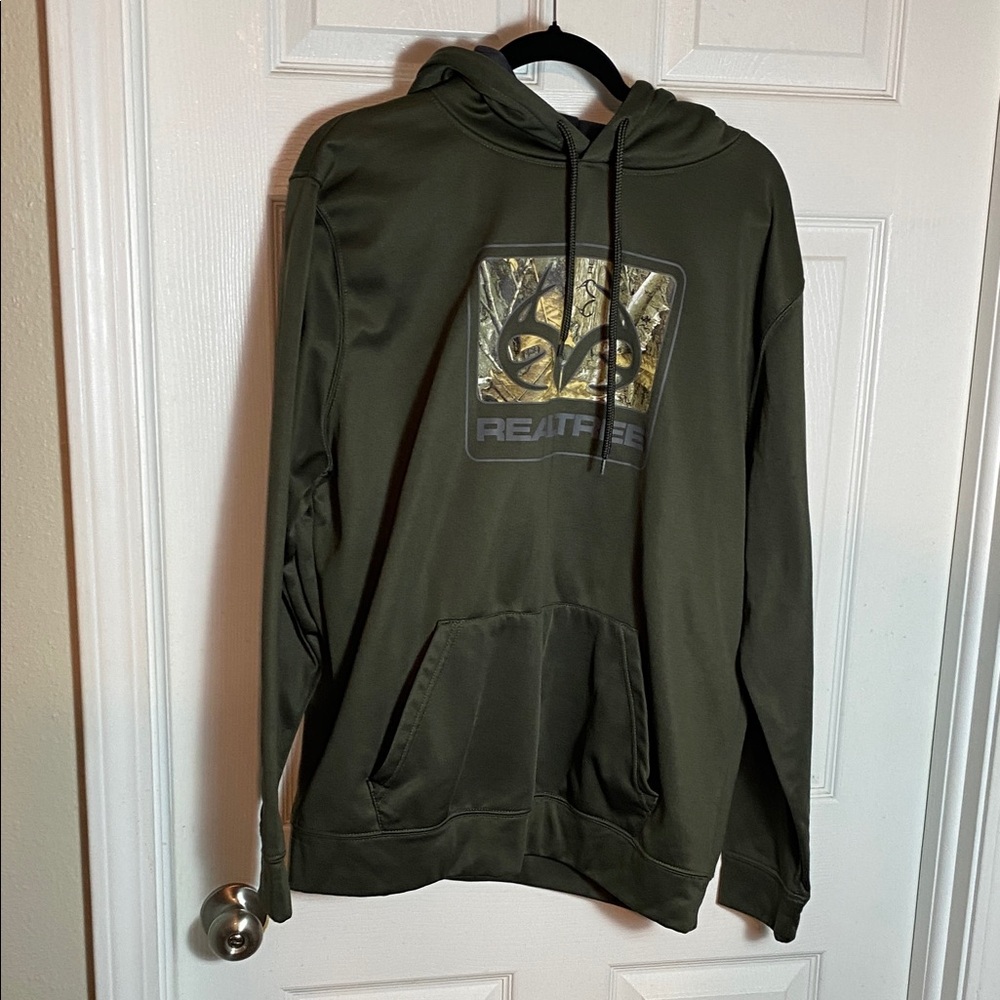 Realtree Men's Olive Green Camo Logo Hoodie Size XL